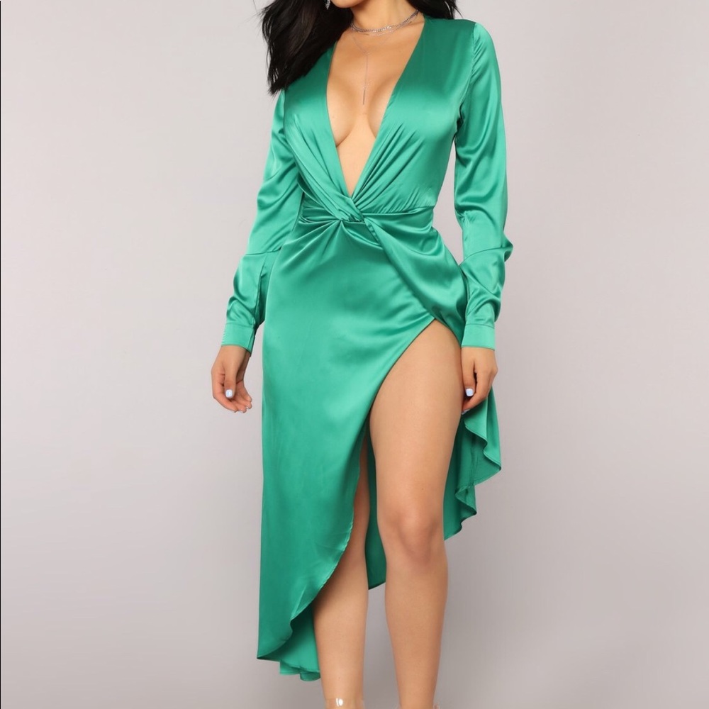 Hunter Green Satin Dress